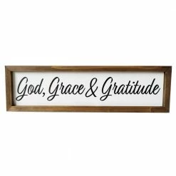 Backyard Expressions "God, Grace, and Gratitude" 32" x 9" Wooden Frame Sign - 910499 - Wall Decor