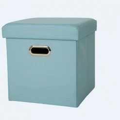 Glitzhome Aqua Storage Ottoman 1504003764 - Living Room Furniture