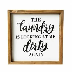 Backyard Expressions "Dirty Laundry" 12" x 12" Wooden Frame Sign - 910492 - Wall Decor