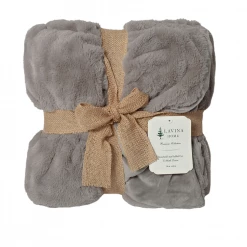Lavina Home Grey Rouched Faux Fur to Mink 50 x 60 Throw - RK-FURMNK-GREY - Blankets & Bedspreads