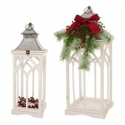 Glitzhome Farmhouse Wood Metal Lantern Set - 1107203556 - Novelty Lighting