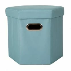 Glitzhome Aqua Storage Ottoman 1504003765 - Living Room Furniture