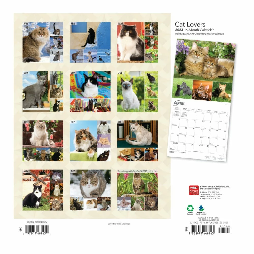 Brown Trout Cat Lovers 2023 Square Foil Calendar - Calendars - Image 2