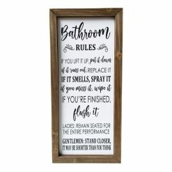 Backyard Expressions "Bathroom Rules" 24" x 11" Wooden Frame Sign - 910501 - Wall Decor