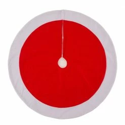 Glitzhome Red and White Felt Christmas Tree Skirt - 1113202550 - Christmas Tree Skirts