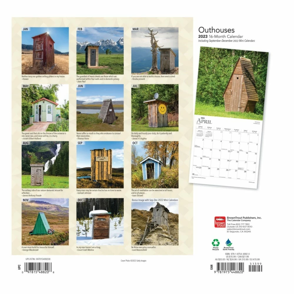 Brown Trout Outhouses 2023 Square Calendar - Calendars - Image 2