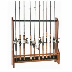 Organized Fishing 20 Rod Wood Floor Rack HFR020 - Storage Furniture