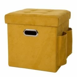 Glitzhome Yellow Storage Ottoman 1504003773 - Living Room Furniture