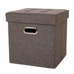 Glitzhome Gray Storage Ottoman 1504003781 - Living Room Furniture