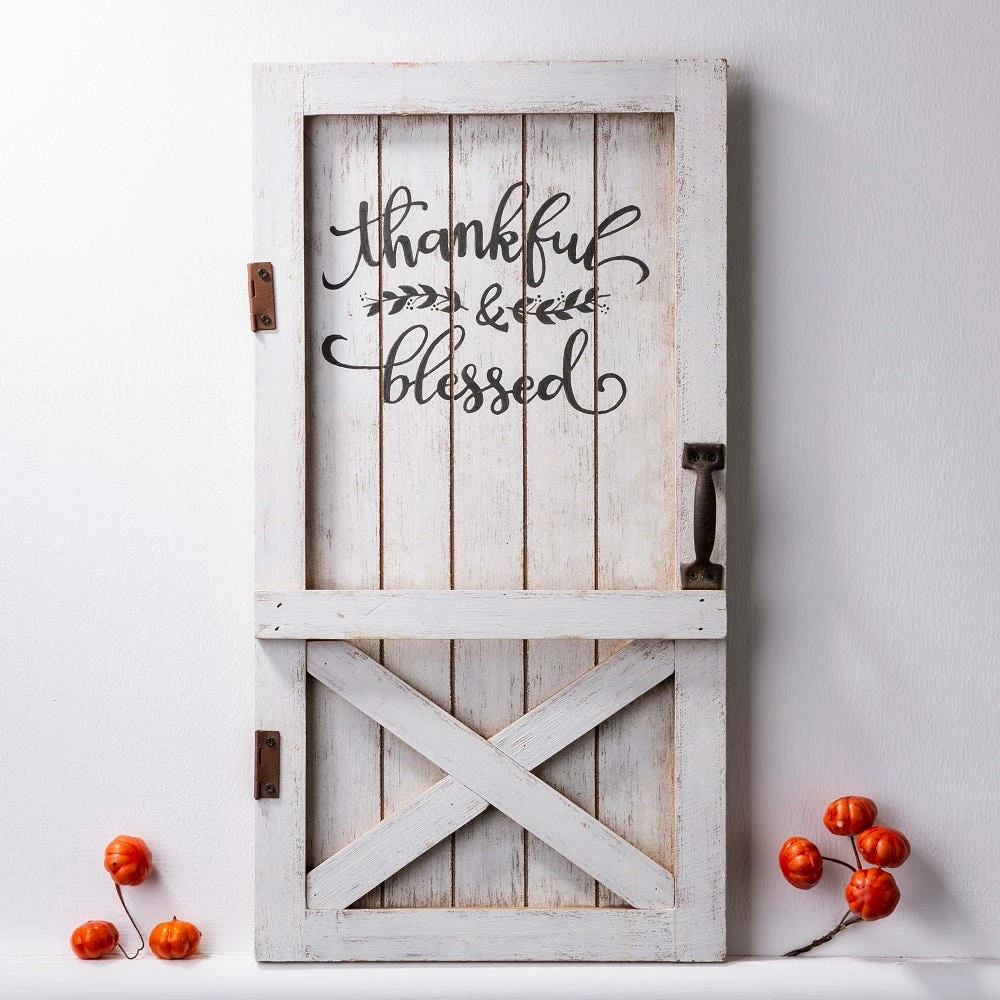 Glitzhome 17.95 Inch Wooden Thanksgiving Barn Door, Wall, or Standing Décor - 1210203228 - Wall Decor - Image 4