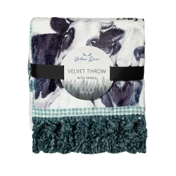 URBAN DEER Silly Farm velvet 50 x 60 throw with Fringe - RK-VELFR-SILY - Blankets & Bedspreads