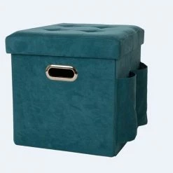 Glitzhome Turquoise Storage Ottoman 1504003774 - Living Room Furniture