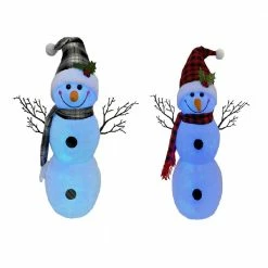 Four Seasons 24" Battery Operated Tabletop Snowman, Color Changing LED lights with timer, Assorted Styles - JS19-101524A4 - Christmas Decor