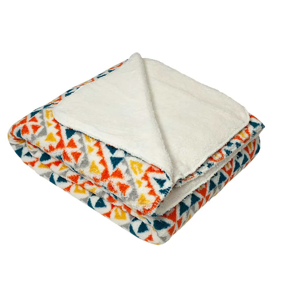 Lavina Home Aztec Printed Sherpa Reversible to Sherpa 90 x 90 Blanket - RK-SHERP-HAZT - Blankets & Bedspreads - Image 2