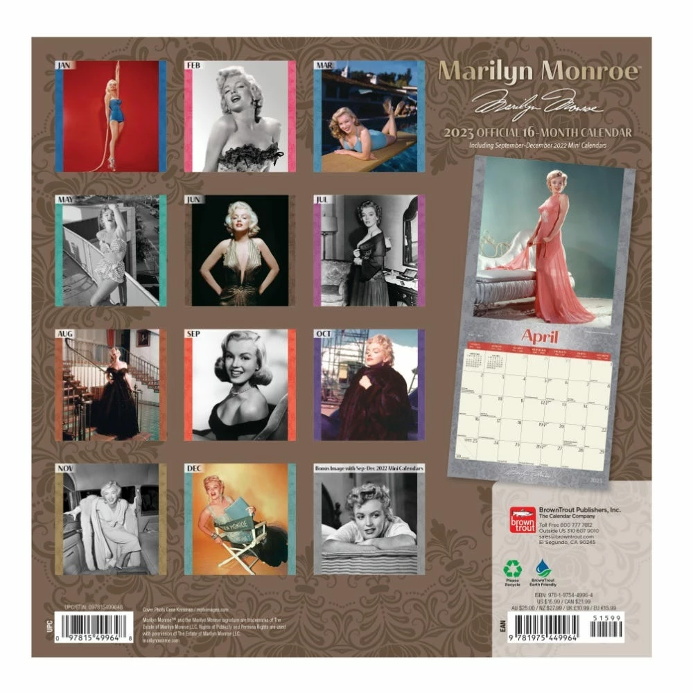 Brown Trout Marilyn Monroe 2023 Square Foil Calendar - Calendars - Image 2