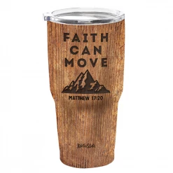 Kerusso Dual Wall Stainless Steel Faith Can Move Mug - Wood Grain, 30 oz. - MUGS221 - Tumblers