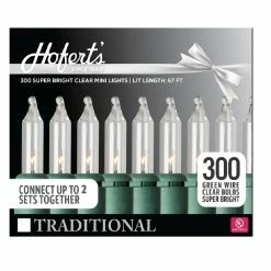 J. Hofert Company Hofer 300 Bulb Mini Light Green Wire Clear Lights - 2699-02SL - Christmas Decor