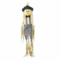 Backyard Expressions 60" Boy Scarecrow Black And White Plaid - 904725 - Yard Decor
