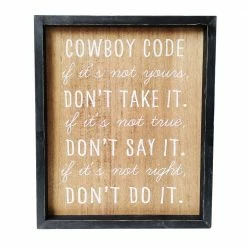 Backyard Expressions "Cowboy Code" 14" x 12" Wooden Frame Sign - 910491 - Wall Decor