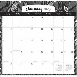 Brown Trout Ebony & Ivory 2023 Square Office 12x12 Sticker Calendar - Calendars