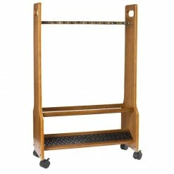 Organized Fishing 32 Rod Capacity Rolling Floor Rack, Oak Finish - PFR032 - Storage Furniture