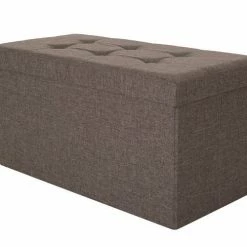 Glitzhome Gray Storage Ottoman 1504003783 - Living Room Furniture