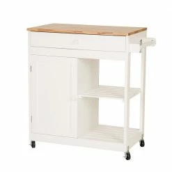 Glitzhome Wooden Basic Kitchen Island with 1 Drawer+1 Door+2 Tier - 1005202022 - Furniture