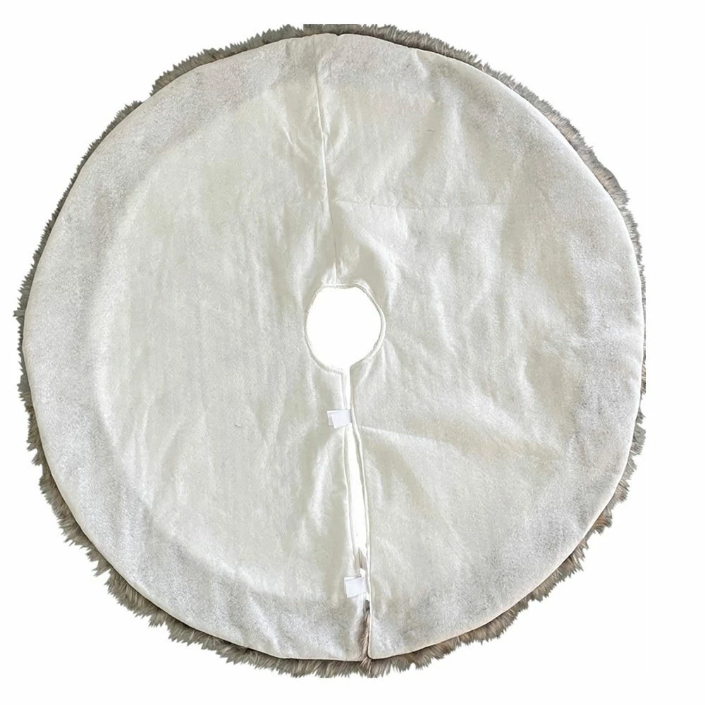 Four Seasons 36" Chunky Cable Knitted Twist Decorative Cream Colored Body, Faux Fur Welt Cuff Christmas Tree Skirt - 21XZ-111803TS - Christmas Decor - Image 2