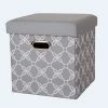 Glitzhome Gray Storage Ottoman 1504003768 - Living Room Furniture