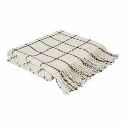 Glitzhome 400G Acrylic White Black Plaid Woven Throw Blanket - 1518203175 - Holiday Throw Blankets