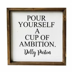 Backyard Expressions "Pour Yourself A Cup of Ambition" 14" x 14" Wooden Frame Sign - 910490 - Wall Decor