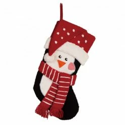 Glitzhome 3D Penguin Hooked Stocking - 1113000115 - Christmas Stockings