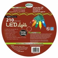 J. Hofert Company 210 Count Led Italian Multi Colored Lights On A Spool -2356 - Christmas Decor