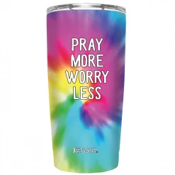 Kerusso Dual Wall Stainless Steel Pray More Worry Less Mug - Tie Dye, 20 oz. - MUGS215 - Tumblers