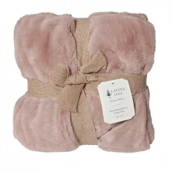 Lavina Home Rose Rouched Faux Fur Reversible to Mink 50 x 60 Throw - RK-FURMNK-ROSE - Blankets & Bedspreads