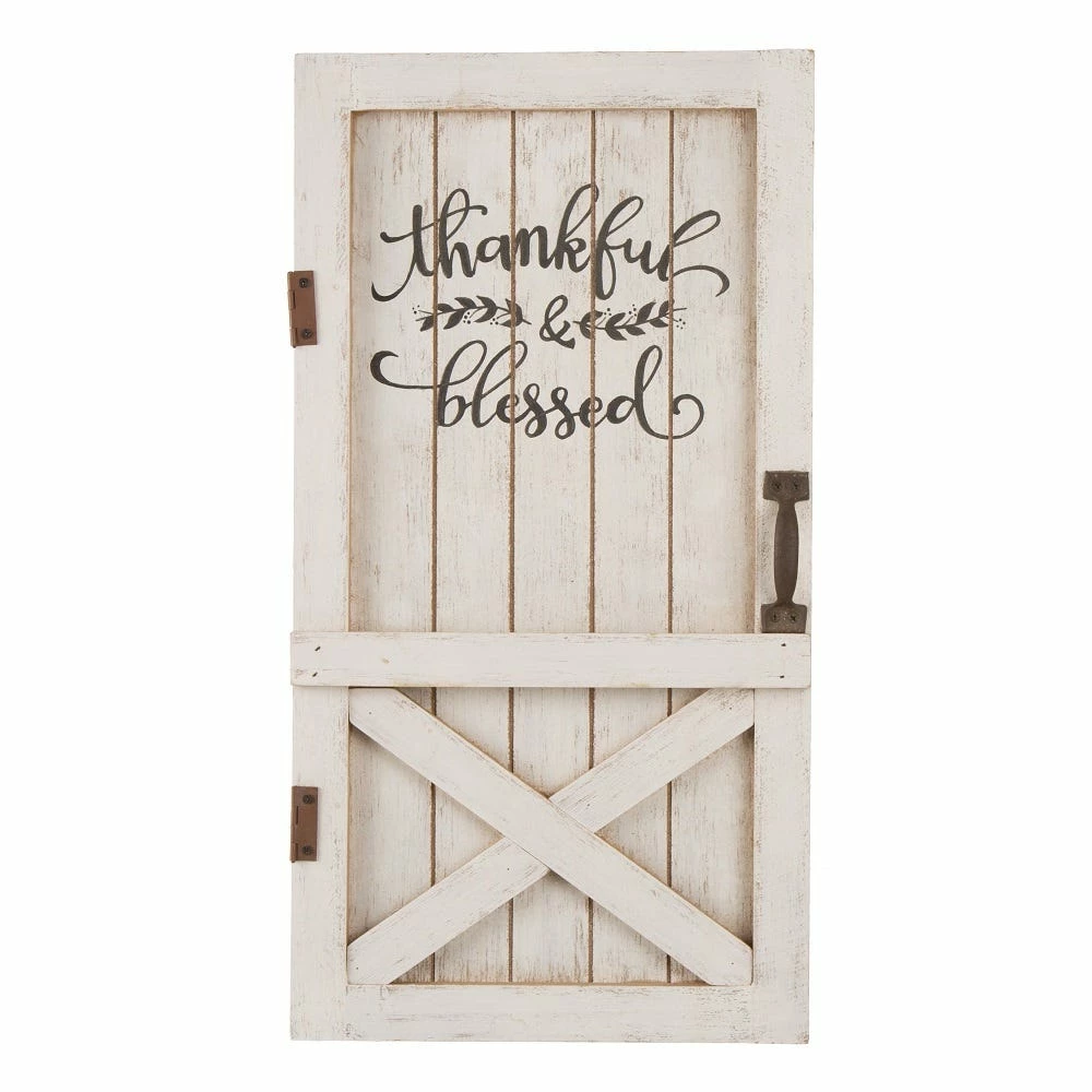 Glitzhome 17.95 Inch Wooden Thanksgiving Barn Door, Wall, or Standing Décor - 1210203228 - Wall Decor