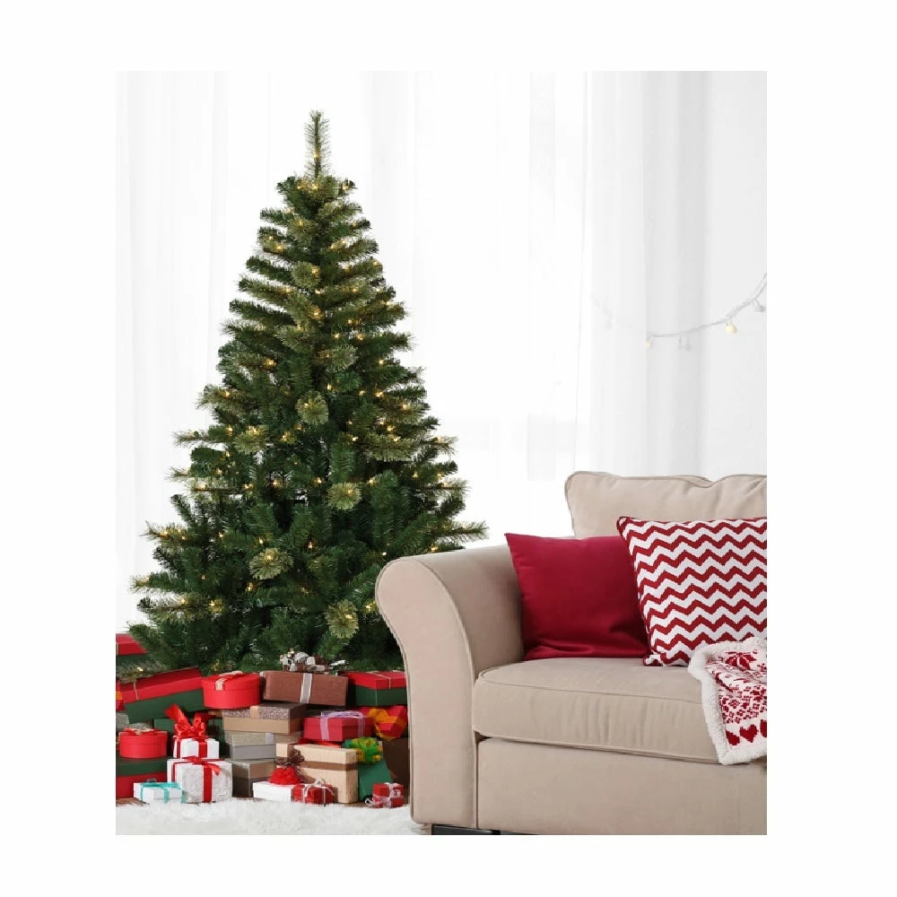 Four Seasons 6.5' Pre-Lit Cashmere/ PVC Mixed Pine Tree with 200 Clear Lights - 15-296-T65CL-A - Christmas Decor - Image 2
