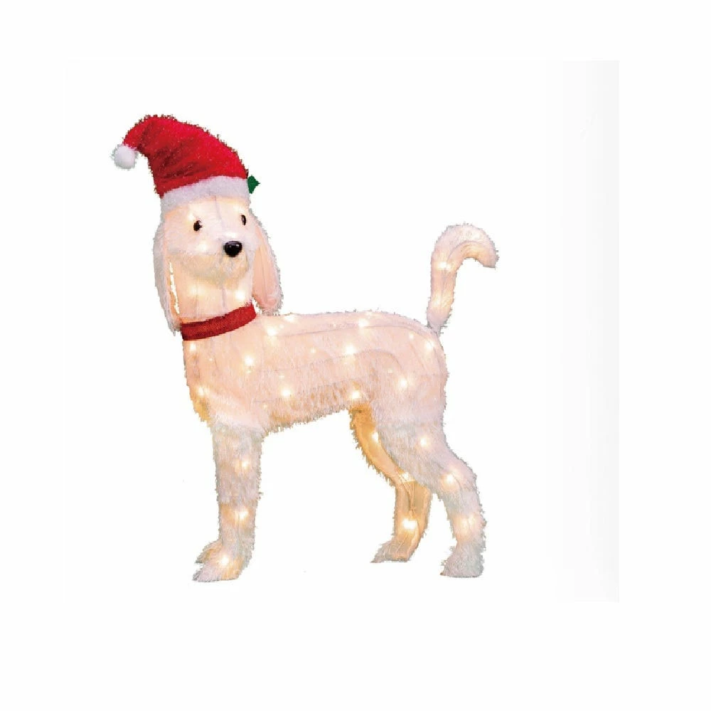 Four Seasons 26" Pre-Lit Fabric Dog Christmas Holiday Decoration - XL940954 - Christmas Decor - Image 4