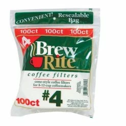 Brew Rite White No 4 Cone Style Coffee Filters 100 count - Coffee Supplies