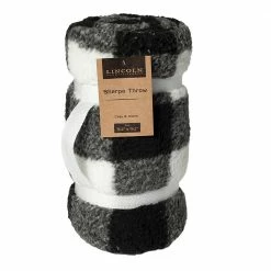 Lincoln Outfitters Black White Buffalo Check Sherpa 50 x 60 Throw - RK-SHERP-CLBF - Blankets & Bedspreads