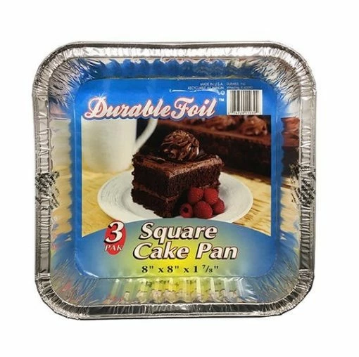 Durable Foil Square Cake Foil Pan 3 Pack D11030 - Bakeware