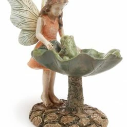 Assorted Woodland Knoll Collection Fairy Looking at Frog MG4 - Garden Statues & Lawn Ornaments