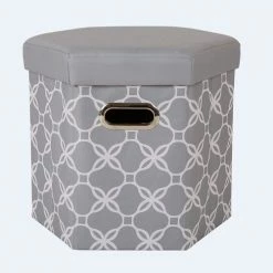Glitzhome Gray Storage Ottoman 1504003769 - Living Room Furniture