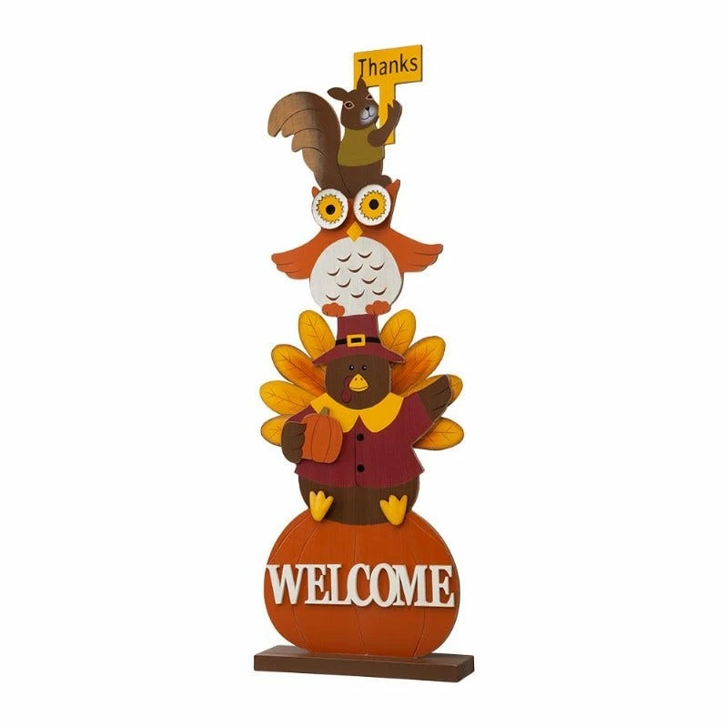 Various Brands 40" Squirrel Owl Turkey Pumpkin Porch Sign - JKC01000 - Porch Seasonal Decor