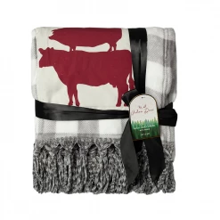 URBAN DEER Farm Animal Patch velvet 50 x 60 throw with Fringe - RK-VELFR-ANI - Blankets & Bedspreads