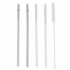 Various Brands Plastic Straws with Cleaning Brush, 4 Pack - 66182 - Cookware & Tools