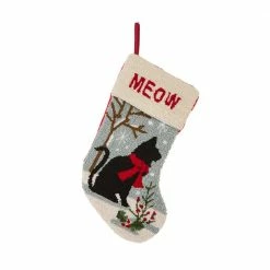 Glitzhome Hooked Cat Stocking - 1113001340 - Christmas Stockings