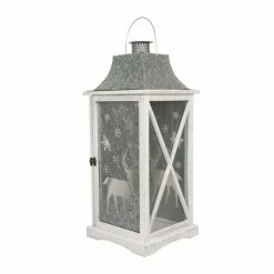 Various Brands Large White Wood Lantern - JK38910 - Décor