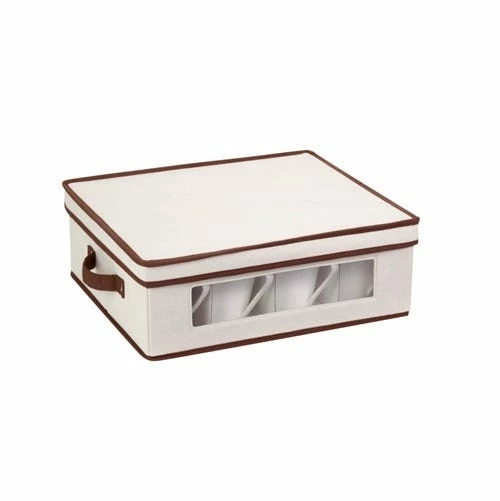 Honey-Can-Do Natural/Brown Dinnerware Storage Box SFT-0206 - Shelves & Organization - Image 4