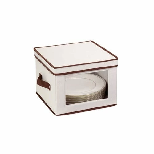 Honey-Can-Do Natural/Brown Dinnerware Storage Box SFT-0206 - Shelves & Organization - Image 2